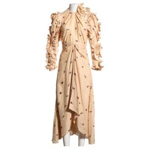 Magda Butrym Peach Floral Long Sleeve Dress
